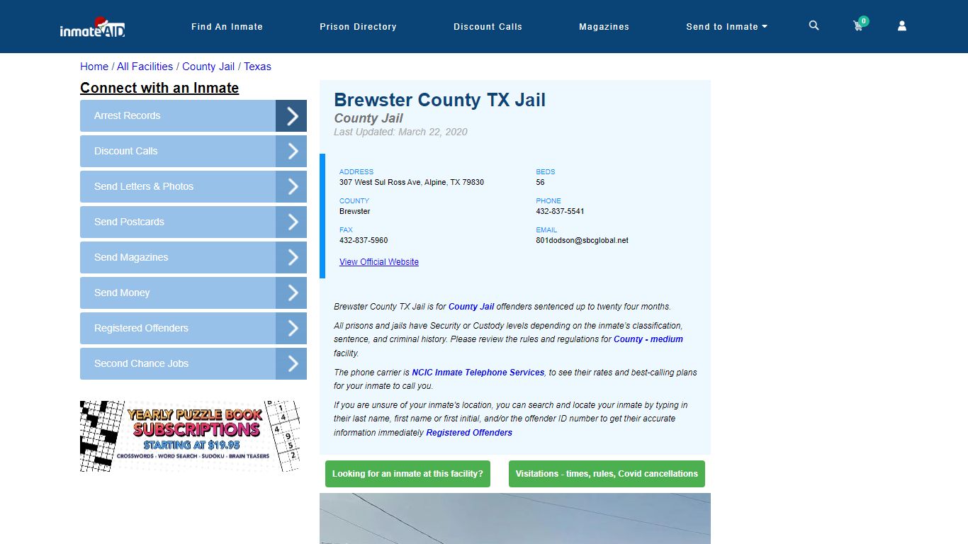 Brewster County TX Jail - Inmate Locator - Alpine, TX