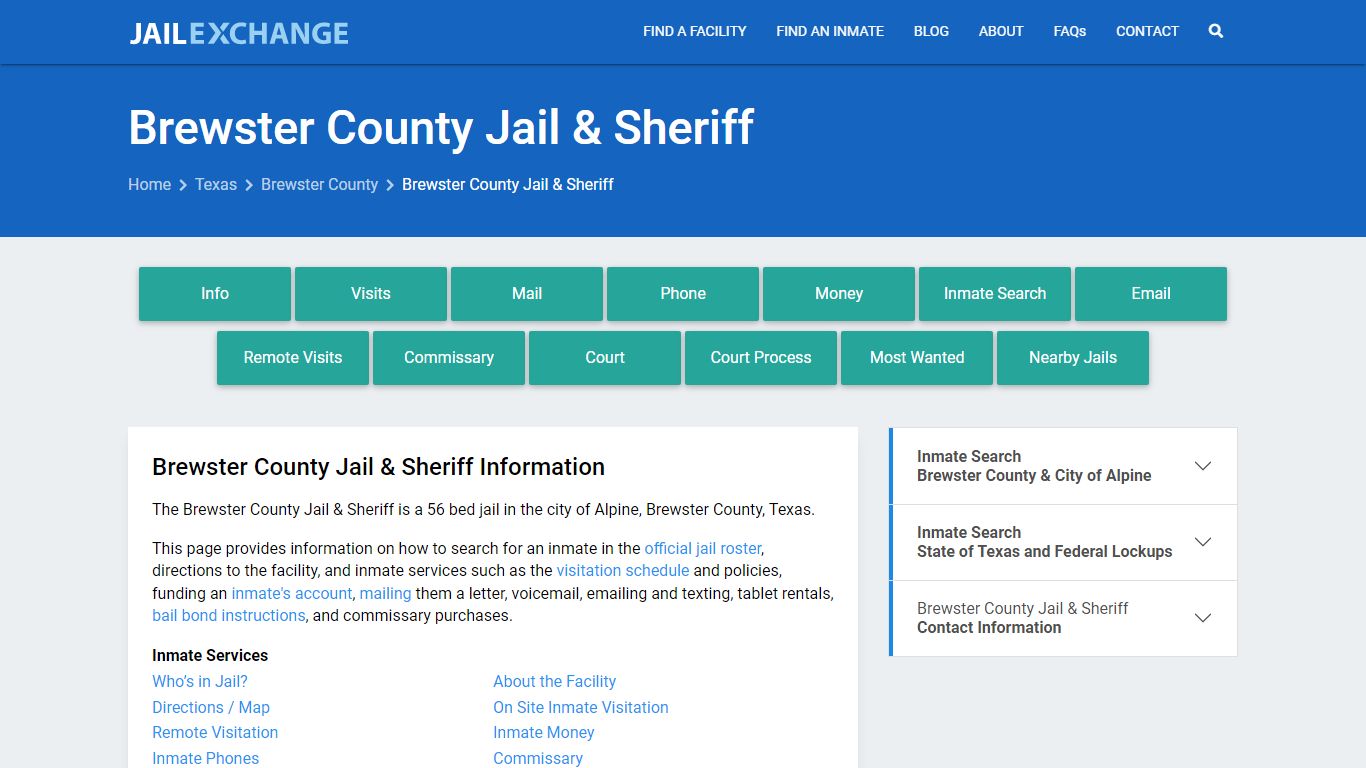 Brewster County Jail & Sheriff, TX Inmate Search, Information